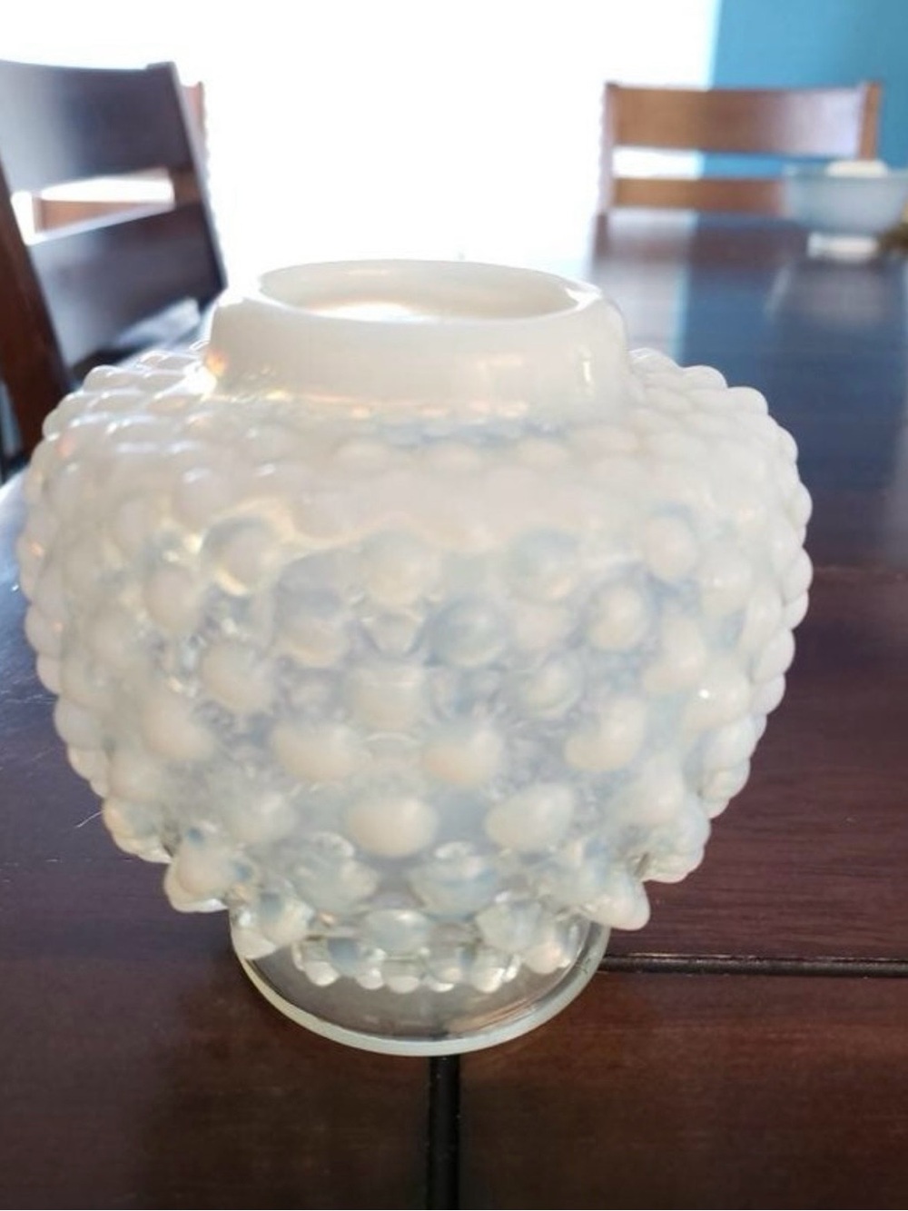 Vintage Fenton Opalescent Hobnail Vase - White